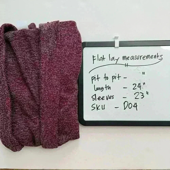 Kirra‎ Purple Open Front Cardigan Sweater Size Large Long Cuffed Sleeve Pockets - Picture 3 of 14